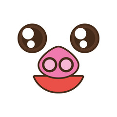 kawaii pig cute face animal vector illustration eps 10
