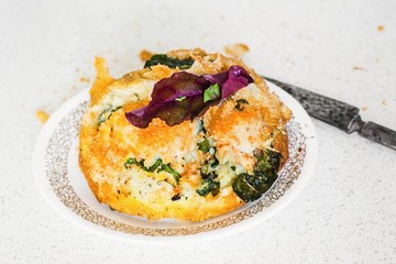 Vegetarian salty pie with herb.