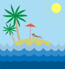 Happy man on the beach of tropical island