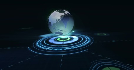 Digitally generated building wireframe and circular pattern