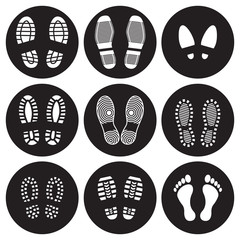 Footprint icons set
