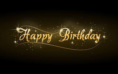 Happy Birthday golden shining greeting card