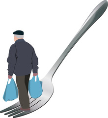 persona anziana con sacchetti della spesa