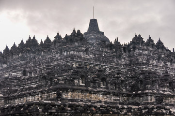 Close view of the temple in Borobudur, Indonesia