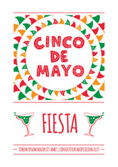 Cinco de Mayo creative poster design. A template for a celebration in a cafe, bar, restaurant, nightclub. Vector illustration in cartoon style