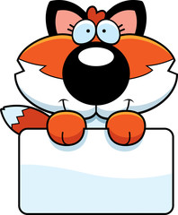 Cartoon Fox Cub Sign