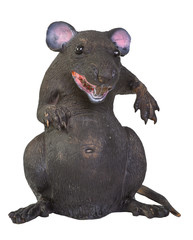 Scary black plastic rat Halloween decoration isolated on white