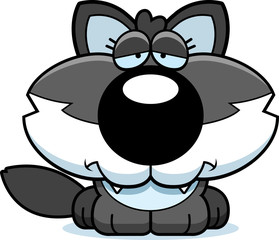Fototapeta premium Cartoon Sad Wolf Pup