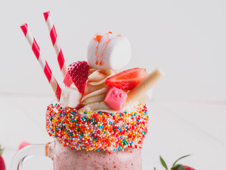 Pink strawberry freakshake