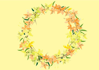 flowers circle bouquet on white background,vector illustration