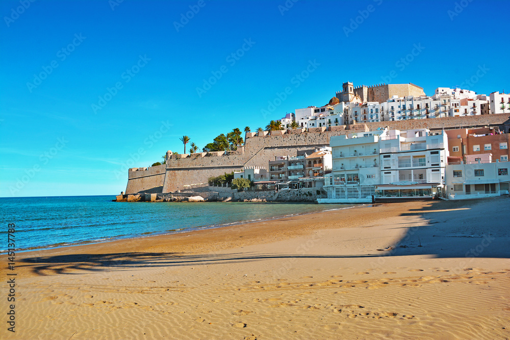 Canvas Prints Peniscola beach on Costa del Azahar, Province Castello, Spain