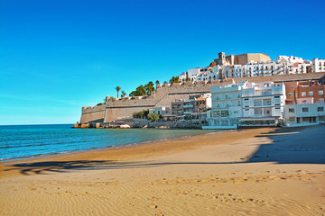Peniscola beach on Costa del Azahar, Province Castello, Spain