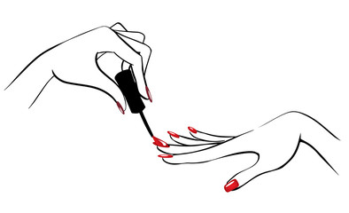 Vector illustration of hands with nailpolish - obrazy, fototapety, plakaty