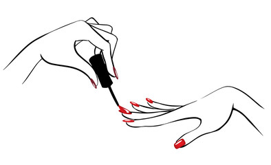 Vector illustration of hands with nailpolish