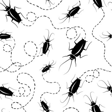 Seamless pattern - cockroaches with traces