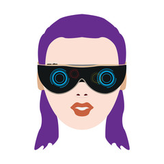 Isolated girl head with virtual reailty glasses, Vector illustration