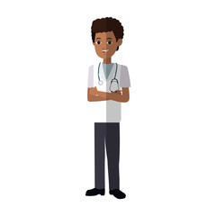 medical doctor cartoon icon over white background. colorful design. vector illustration