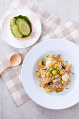 Vegetarian food, colorful fired rice, Vegan food