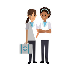 Obraz premium group of medical doctors women over white background. colorful design. vector illustration