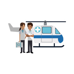 ambulance helicopter icon over white background. colorful design. vector illustration