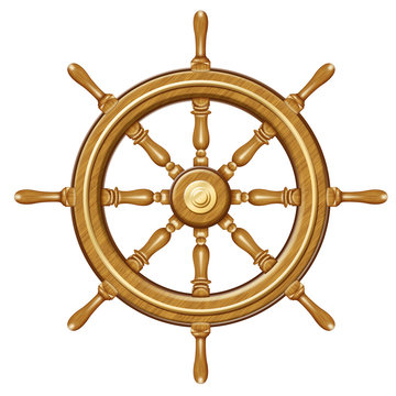Nautical wheel, cartoon style.