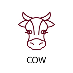 Cow head line vector icon.