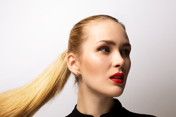 Fototapeta premium Beautiful young woman portrait with beauty makeup