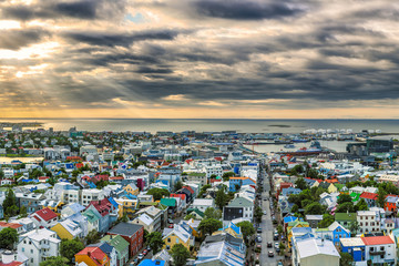 Reykjavik from at Sunset - obrazy, fototapety, plakaty