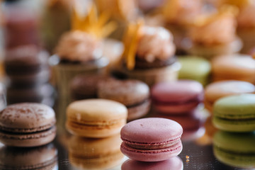 French pastry makaron. Selective focus.