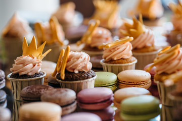 French pastry makaron. Selective focus.