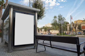 Blank advertisement in a bus shelter, for free promo