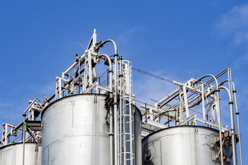 Large metal silos in an industrial factory #1