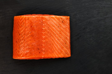 Smoked Salmon on black slate plate