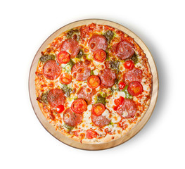 pizza salami mozzarella pesto. This picture is perfect for you to design your restaurant menus. Visit my page. You will be able to find an image for every pizza sold in your cafe or restaurant. 