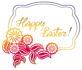 Gradient filled holiday label with decorative flowers and artistic written greeting text 