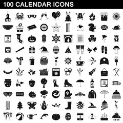 Obraz premium 100 calendar icons set, simple style