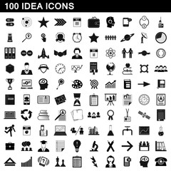 100 idea icons set, simple style