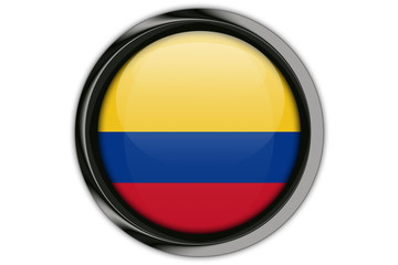 Colombia flag in the button pin Isolated on White Background