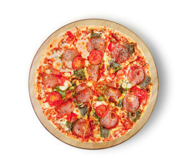 pizza salami mozzarella pesto. This picture is perfect for you to design your restaurant menus. Visit my page. You will be able to find an image for every pizza sold in your cafe or restaurant. 