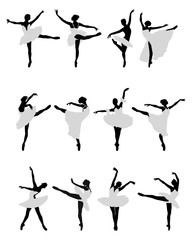 Silhouettes of ballerinas on a white background © Design Studio RM