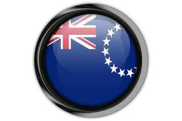 Cook Islands flag in the button pin Isolated on White Background