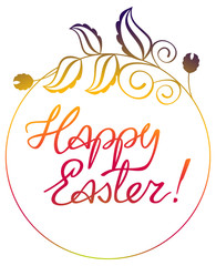 Gradient filled holiday label with decorative flowers and artistic written greeting text 