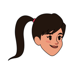 young pretty woman with ponytail icon image vector illustration design 