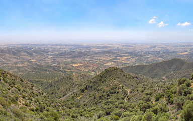 Fototapeta premium Panoramic top view from mountain on surrounding landscape. Cyprus. 