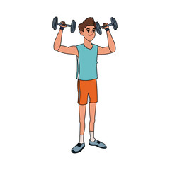 Fototapeta na wymiar young man lifting weights sport icon image vector illustration design 