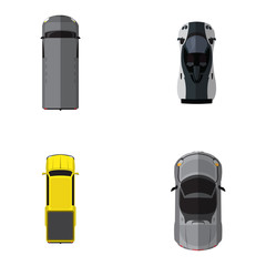Set of top views of different cars, Vector illustration