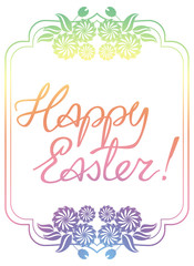 Gradient filled holiday label with decorative flowers and artistic written greeting text 