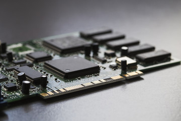 A close up of a computer board