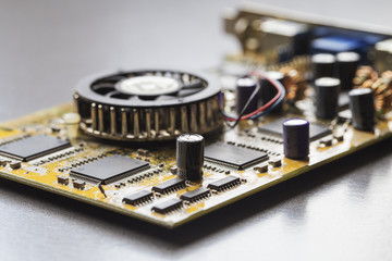 A close up of a computer board