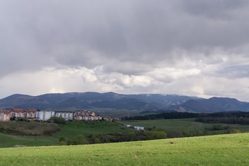 Dramatic clouds, rain in distance. Slovakia